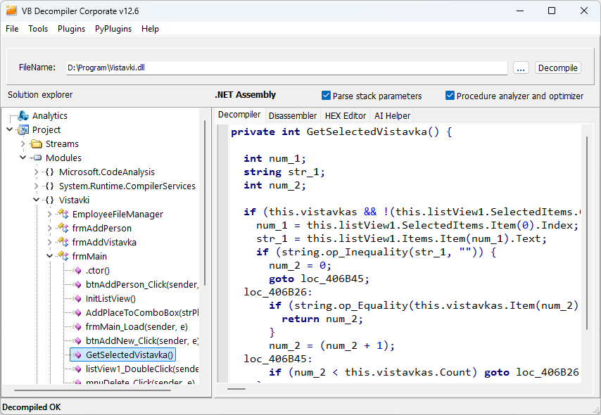VB Decompiler - Decompiled C# Code
