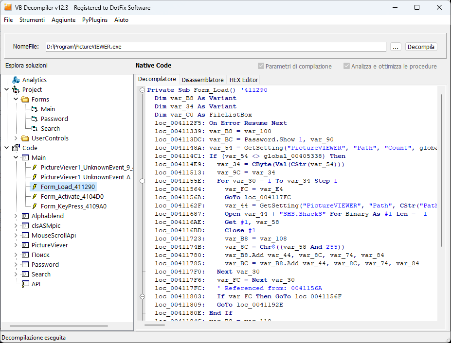 VB Decompiler Guida rapida