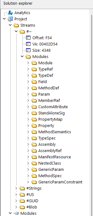 VB Decompiler .NET tables