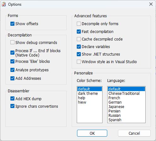 VB Decompiler Options