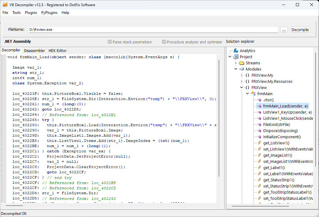 VB Decompiler window style as in Visual Studio