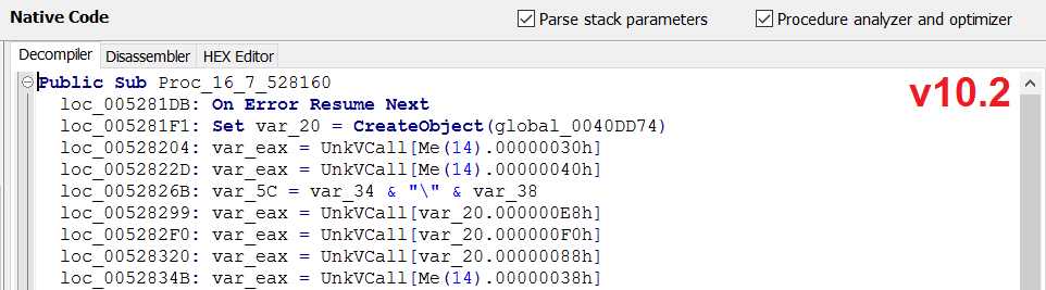 VB Decompiler create_object v10.1