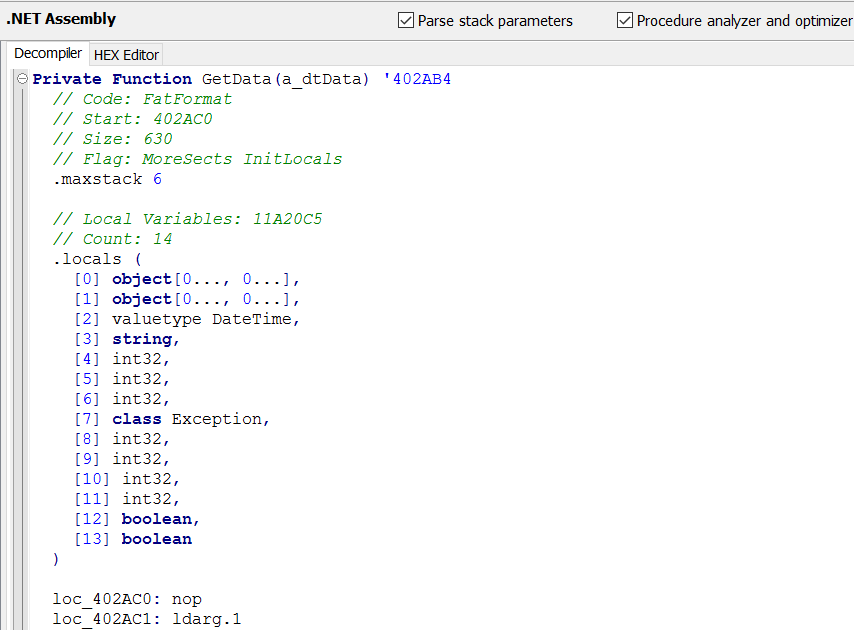 VB Decompiler supports for local variables in .NET