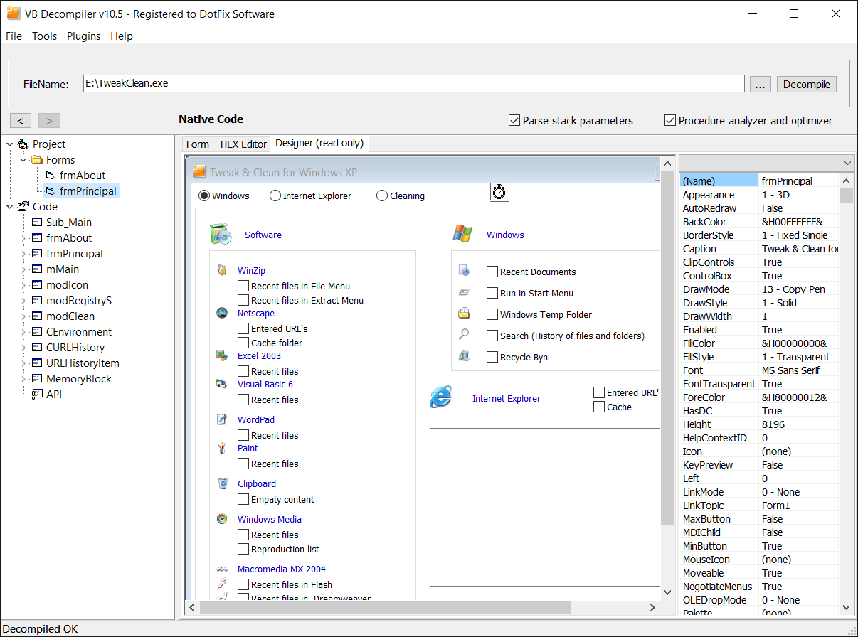 VB Decompiler Visual Basic 6.0 GUI Designer 3