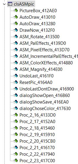 VB Decompiler - Different colors for procedures and functions