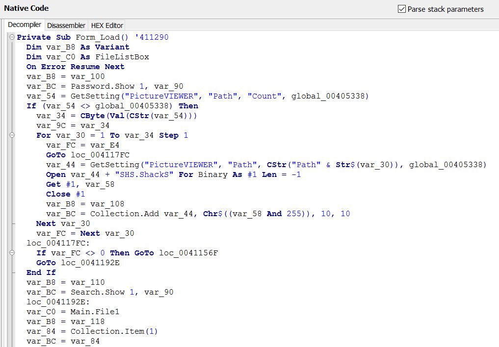 VB Decompiler - Support for almost any API in MSVBVMXX.DLL