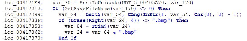 VB Decompiler show user-defined types in a code