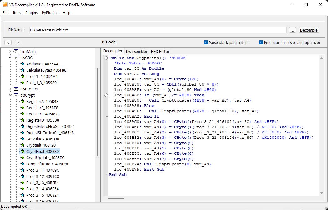 VB Decompiler provides highest decompilation quality for Visual Basic 6.0