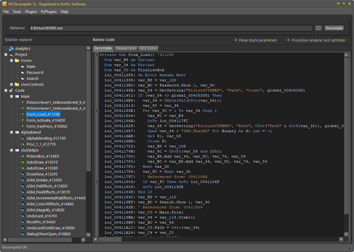 VB Decompiler Dark Theme 2