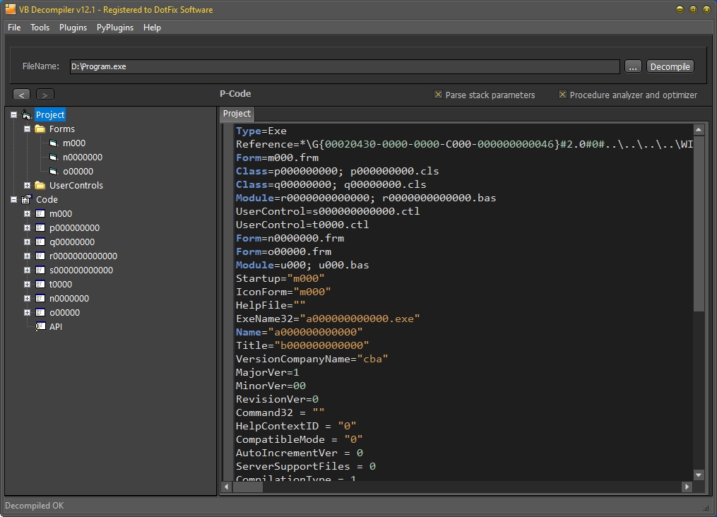 Obfuscation for Visual Basic 5.0/6.0 applications