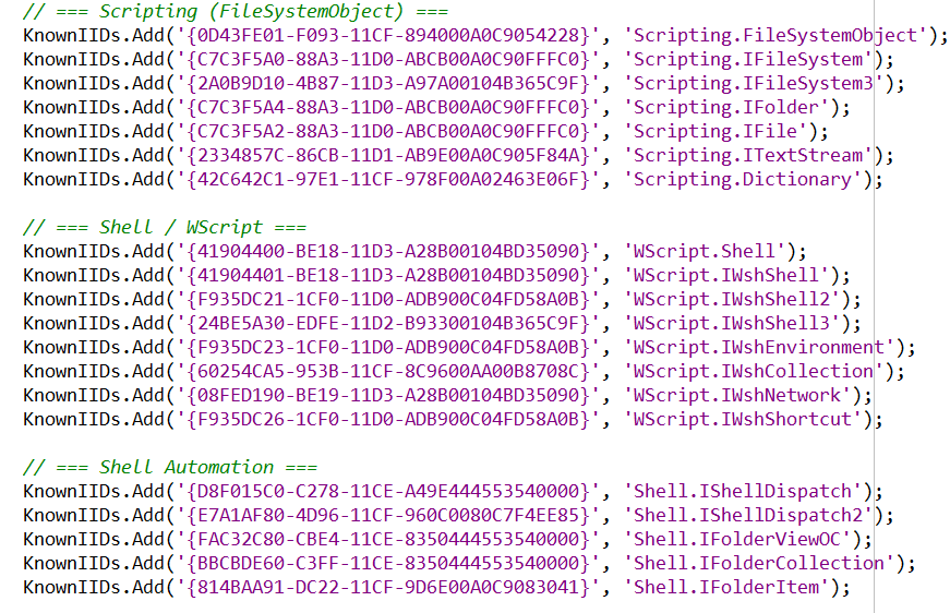 Decompiled VB6 code using late-bound Excel and ADO objects, showing correctly resolved interface names and method calls
