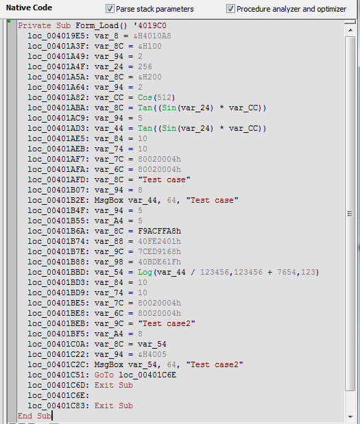 VB Decompiler v9.0 FPU emulator