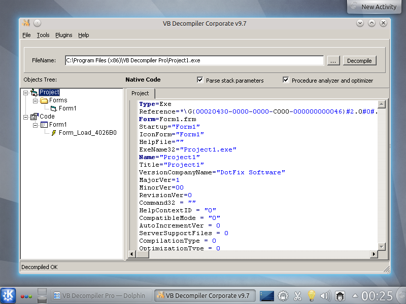 VB Decompiler Wine support (Linux)