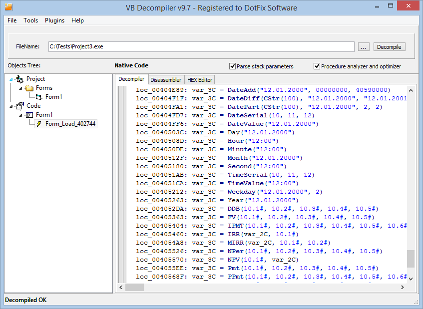 VB Decompiler Native Code decompilation 2